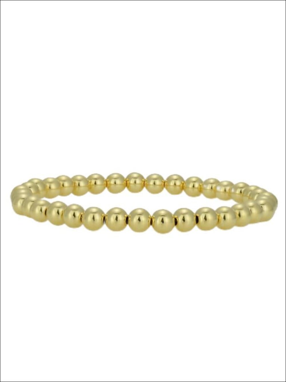 14k Gold Filled Beaded Bracelet for Women | 5mm Gold Beaded Stretch Bracelet |